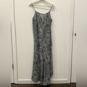 Anthropologie Breezy Wide-Leg Jumpsuit in a black and white animal print boho